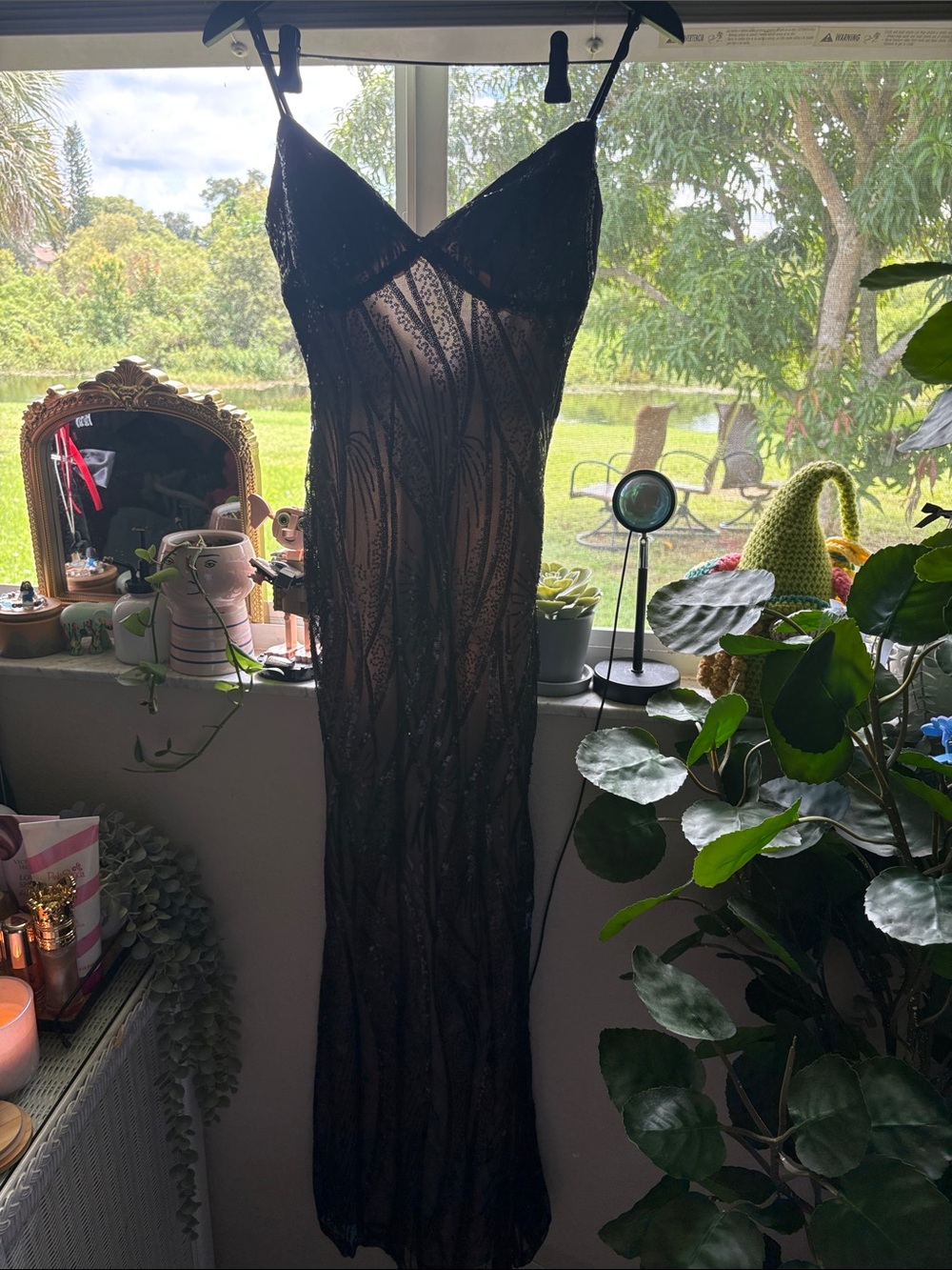Windsor Black Sheer Lace Slip Gown